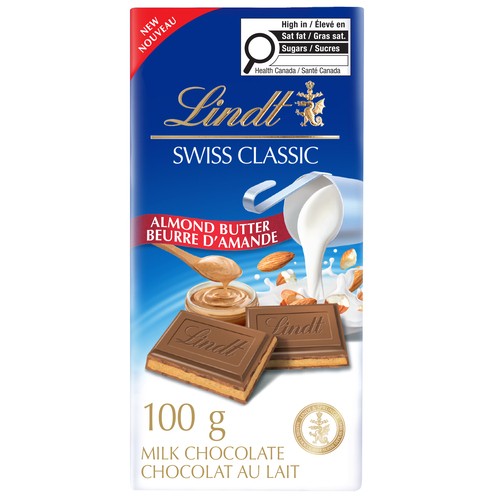 Lindt Swiss Classic Milk Chocolate Bar Almond Butter 100 g