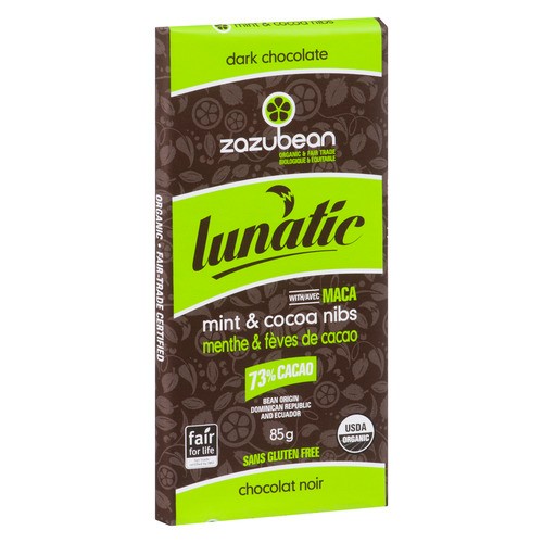 Zazubean Organic Chocolate Lunatic Mint & Cocoa Nibs 85 g