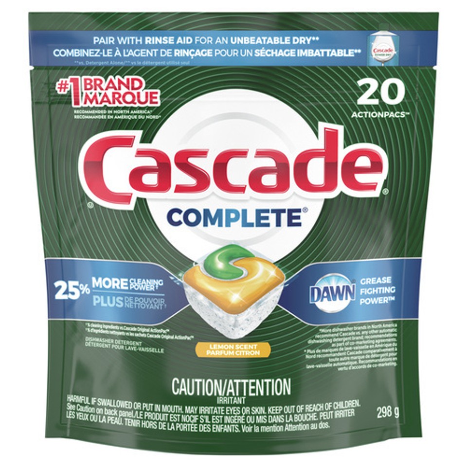 Add Cascade Complete Cascade Complete Dishwasher Detergent Lemon 20 Action Packs - Voilà ...