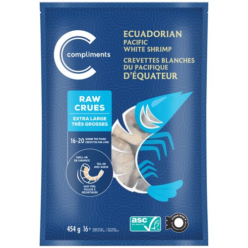 Compliments Frozen Shrimp Raw Easy Peel 16-20 Count 454 g