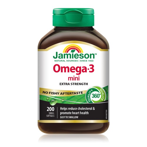 Jamieson Omega-3 Mini Vitamins Extra Strength Small Softgels 200 Count