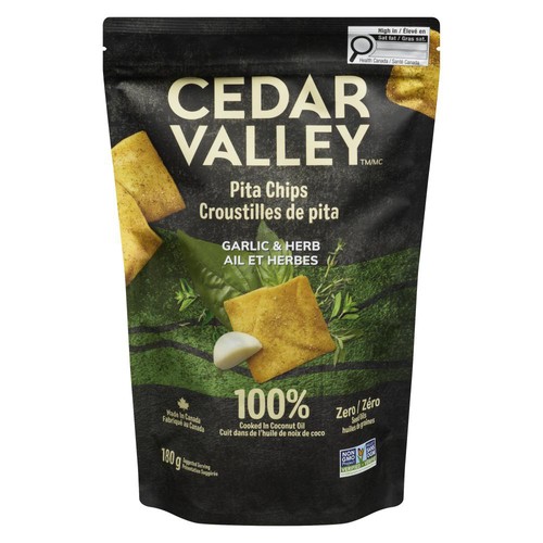 Cedar Valley Pita Chips Garlic & Herb 180 g