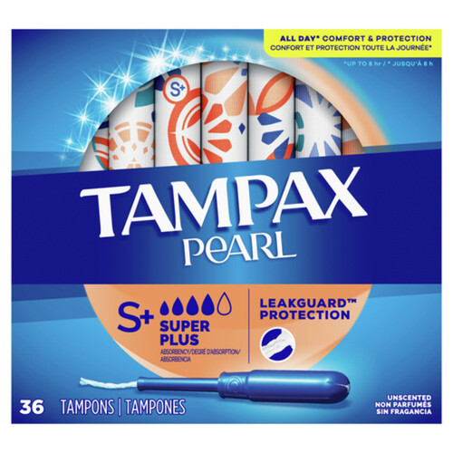 Tampax Pearl Tampons Super Plus Unscented  36 Count