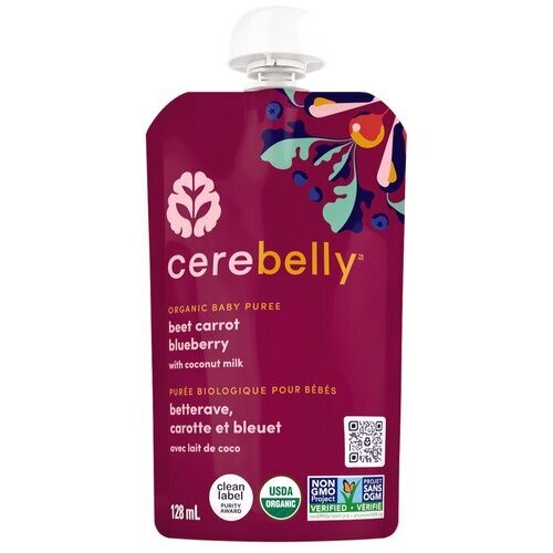 Cerebelly Canada Organic Baby Puree Beet Carrot Blueberry 128 ml