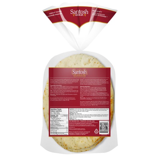 Santosh Gold Naan Cilantro Garlic 6 Count 600 g