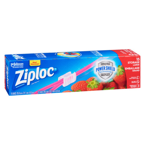 Ziploc Slider Storage Bags Power Shield Technology Large 15 EA