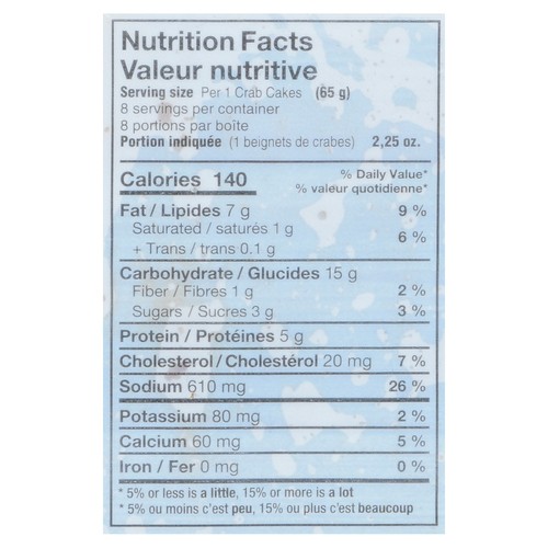 Mrs Friday's Crab Cake Frozen Seafood 8 Count 510 g