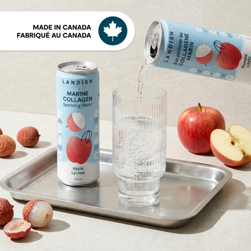 Landish Marine Collagen Sparkling Water Apple Lychee 355 ml (can)