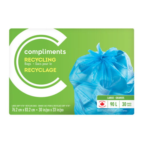 Compliments Grip N Tie Recycling Bags Large 90 L 30 Bags 