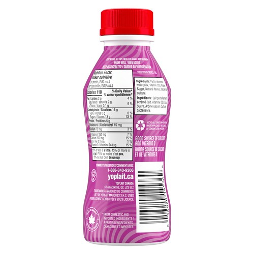 Yoplait Yop 1.5% Drinkable Yogurt Raspberry 200 ml (bottle)