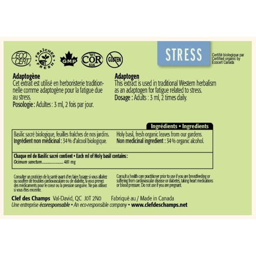 Clef des Champs Organic Tincture Holy Basil 50 ml