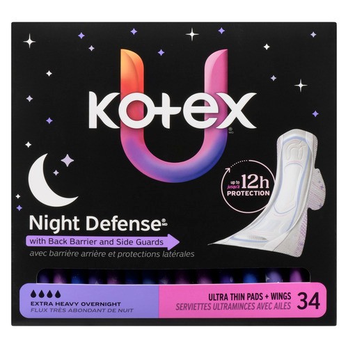 Kotex Ultra Thin Overnight Pads With Wings Extra Heavy Absorbency 34 Count