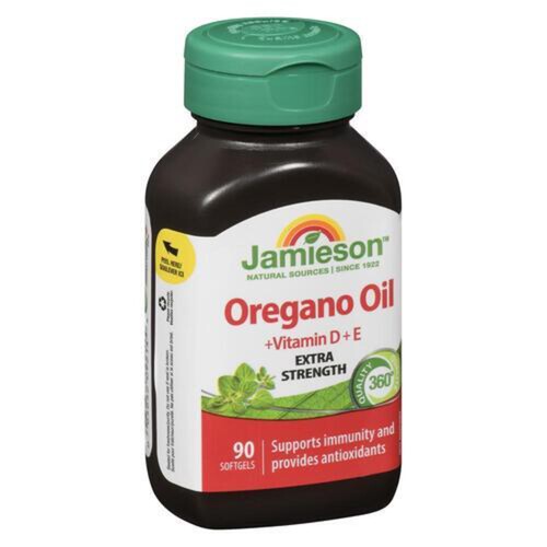 Jamieson Oregano Oil With Vitamin D & E Extra Strength Softgels 90 Count