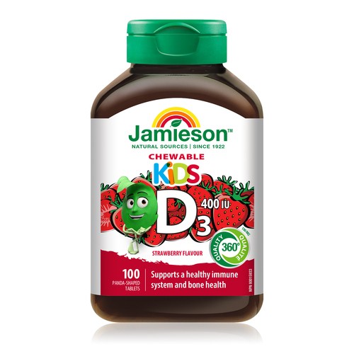 Jamieson Kids Vitamin D3 Chewable Tablets 100 Count