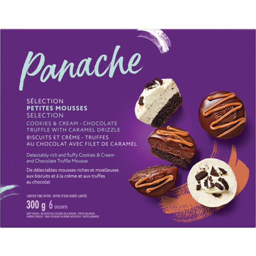 Panache Mousse Cookies & Cream And Chocolate Truffle With Caramel Drizzle 300 g (frozen)