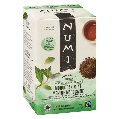 Numi Organic Simply Herbal Tea Moroccan Mint 18 Tea Bags