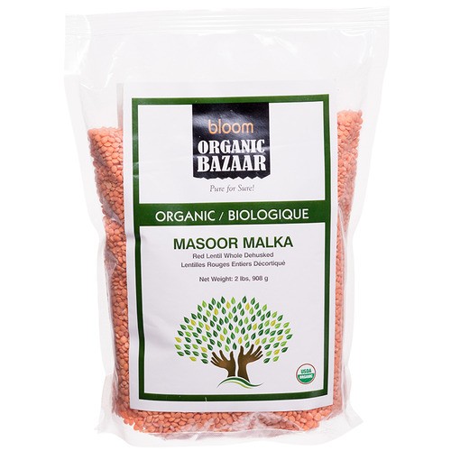 Bloom Organic Masoor Malka Red Lentil Whole Dehusked 908 g