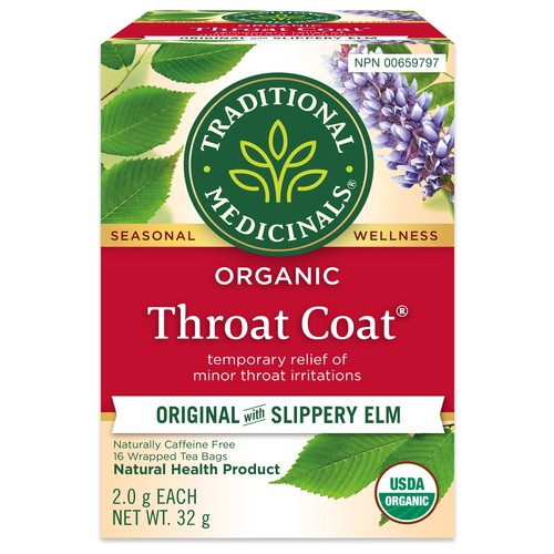 Traditional Medicinals Herbal Tea Throat Coat 16 Tea Bags