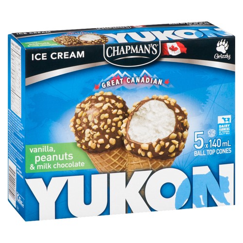 Chapman's Yukon Ice Cream Cones Vanilla And Peanut 5 x 140 ml