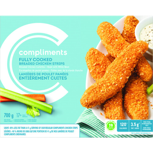 Compliments Frozen Fully Cooked Chicken Strips 700 g