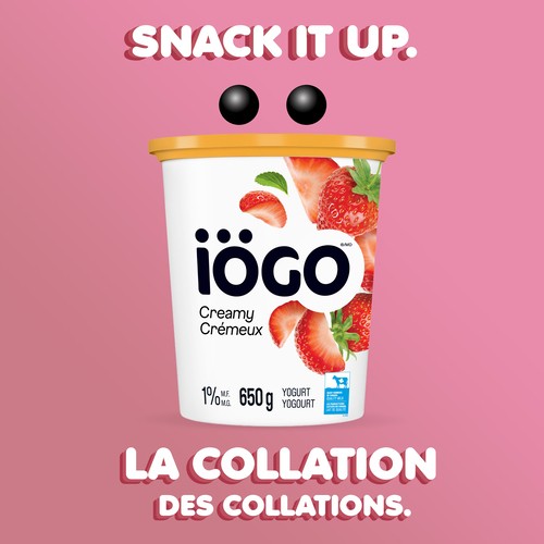 iÖGO Lactose-Free 1% Yogurt Tub Creamy Strawberry 650 g