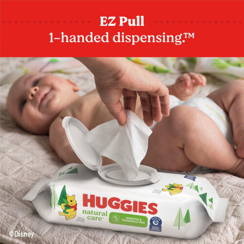 Huggies Baby Wipes Natural Care Sensitive Unscented Flip-Top 3 Pack 168 count