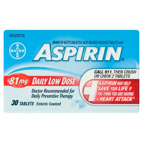 Aspirin 81 mg Daily Dose Coated Tablets 30 EA