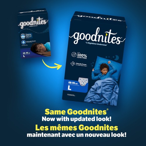 Goodnites Boys Nighttime Bedwetting Underwear Size L (68-95 lbs) 34 Count