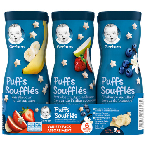 Gerber Baby Snacks Puffs Variety Pack 6 x 42 g - Voilà Online