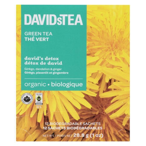 DAVIDsTEA Organic Green Tea David's Detox 12 Sachets 