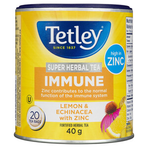 Tetley Super Herbal Tea Bags Immune Lemon & Echinacea With Zinc 20 EA
