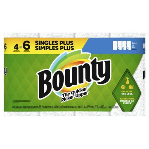 Bounty Paper Towel Single Plus 2-Ply 4 Rolls x 68 Sheets