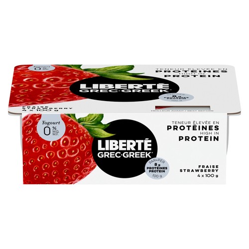 Liberté Greek 0% MF Yogurt Strawberry High Protein 4 x 100 g