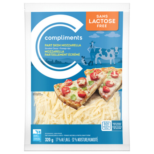 Compliments Lactose-Free Mozzarella Cheese Shredded Part-Skim 320 g