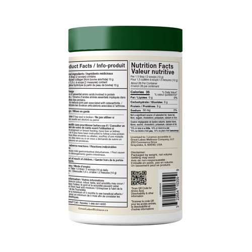 Great Lakes Wellness Collagen Peptides Powder Unflavoured 284 g