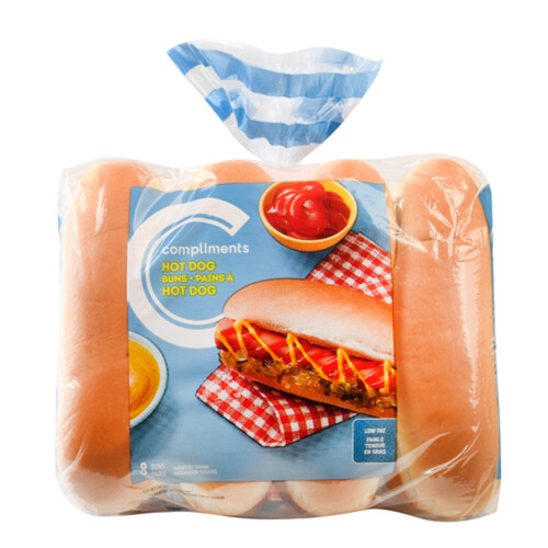 Compliments Hot Dog Buns 8 Pack 340 g