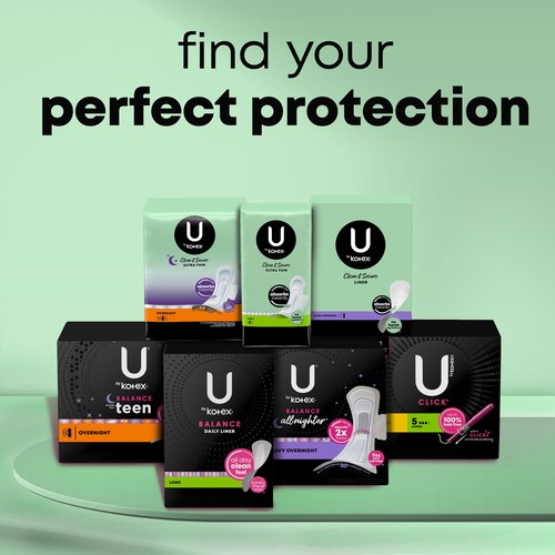 U by Kotex Clean & Secure Overnight Maxi Pads Wings Extra Heavy  24 Count
