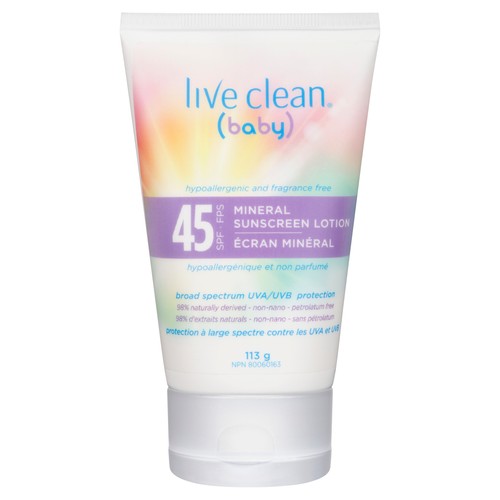 Live Clean Baby Mineral Sunscreen Lotion SPF 45 113 g