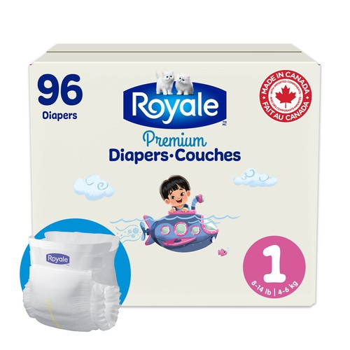 Royale Premium Disposable Baby Diapers Super Pack Size 1 96 Count