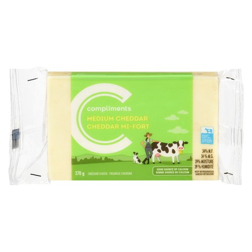 Compliments Cheese Medium White Cheddar 270 g