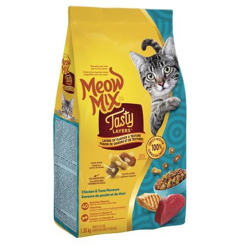 Meow Mix Tasty Layers Dry Cat Food Chicken & Tuna 1.36 kg 