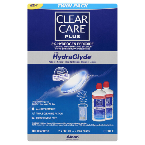 Alcon Clear Care Plus Contact Lens Solution 2 Pack 720 ml
