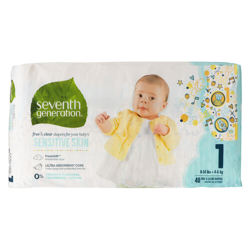 Seventh Generation Baby Diapers Size 1 40 Count
