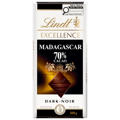 Lindt Excellence Dark Chocolate Bar Madagascar 70% Cacao 100 g