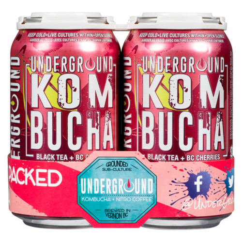 Underground Kombucha Cherry Smash 4 x 355 ml (cans)