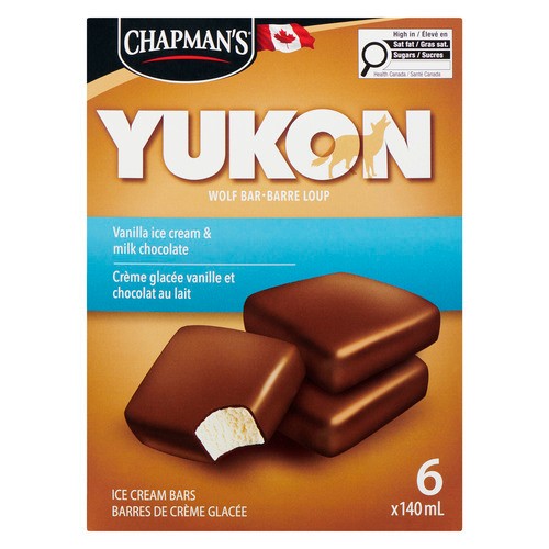 Chapman's Great Canadian Yukon Ice Cream Bars Vanilla & Chocolate 6 Count
