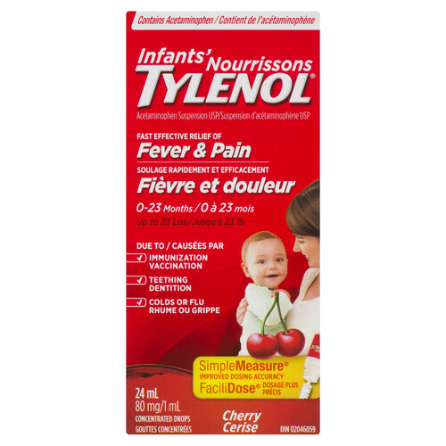 Tylenol Fever & Pain Infant Drops Cherry 24 ml