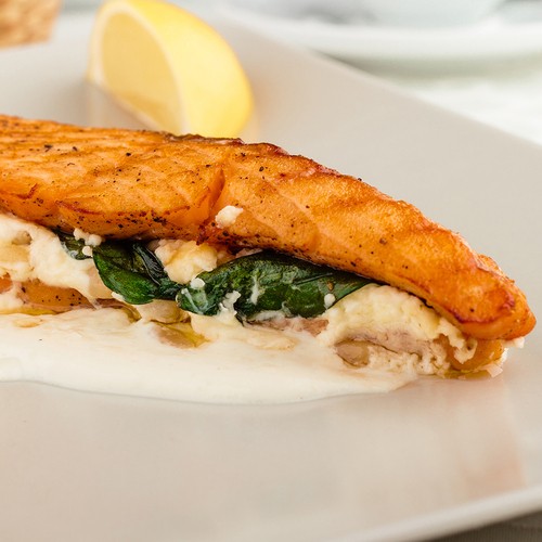 Fresh Atlantic Salmon Tournedos Stuffed With Spinach 
