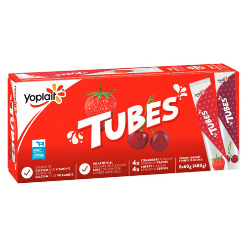 Yoplait 2% Yogurt Tubes Strawberry Cherry 8 x 60 g