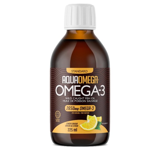 AquaOmega Standard Omega-3 Wild Caught Fish Oil Lemon Flavour 225 ml